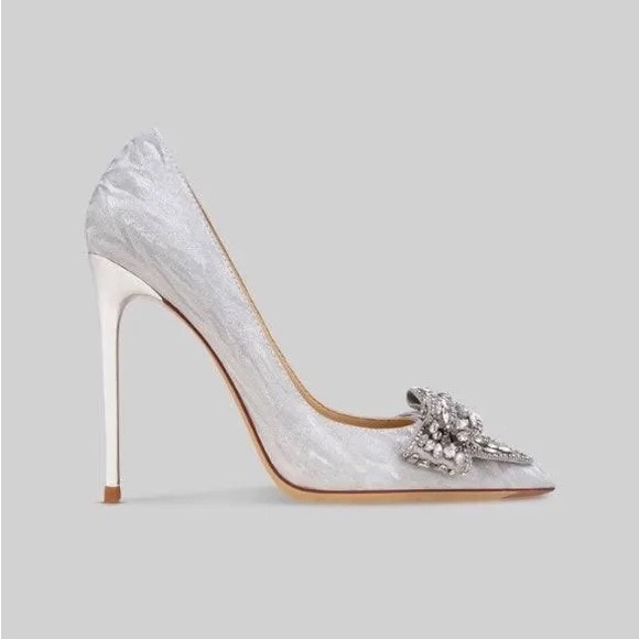 Silver Diamond Ribbon High Heels - Picture 3 of 6